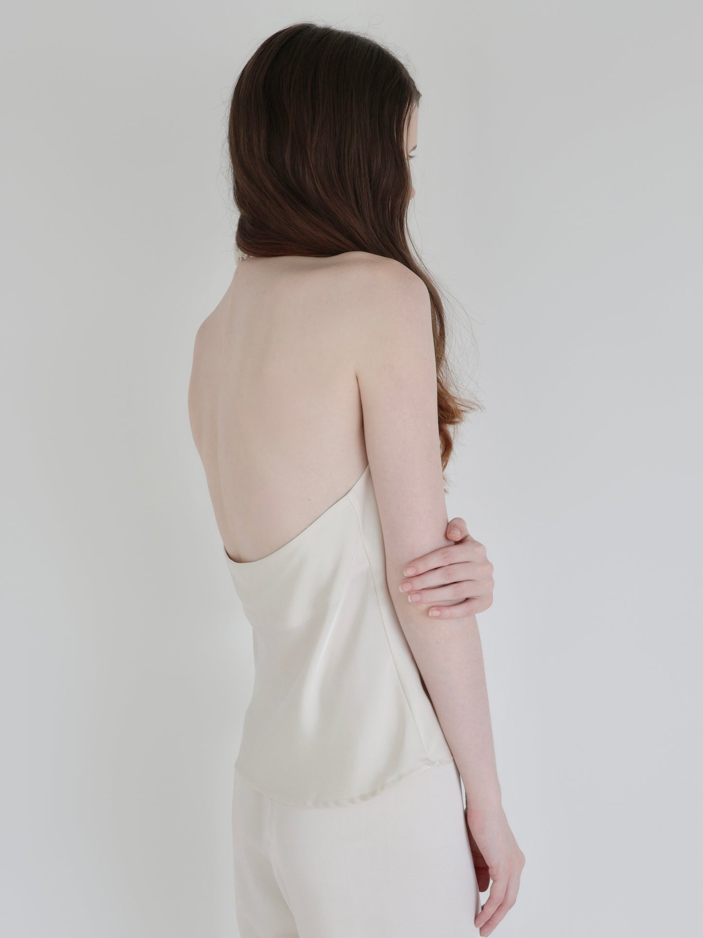 Sarah | Satin halter drape top
