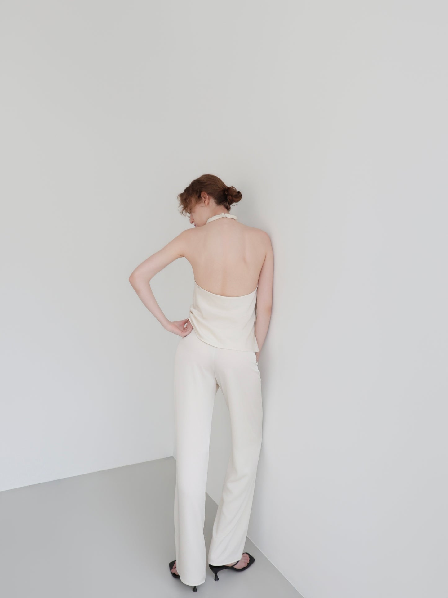 Sarah | Satin halter drape top
