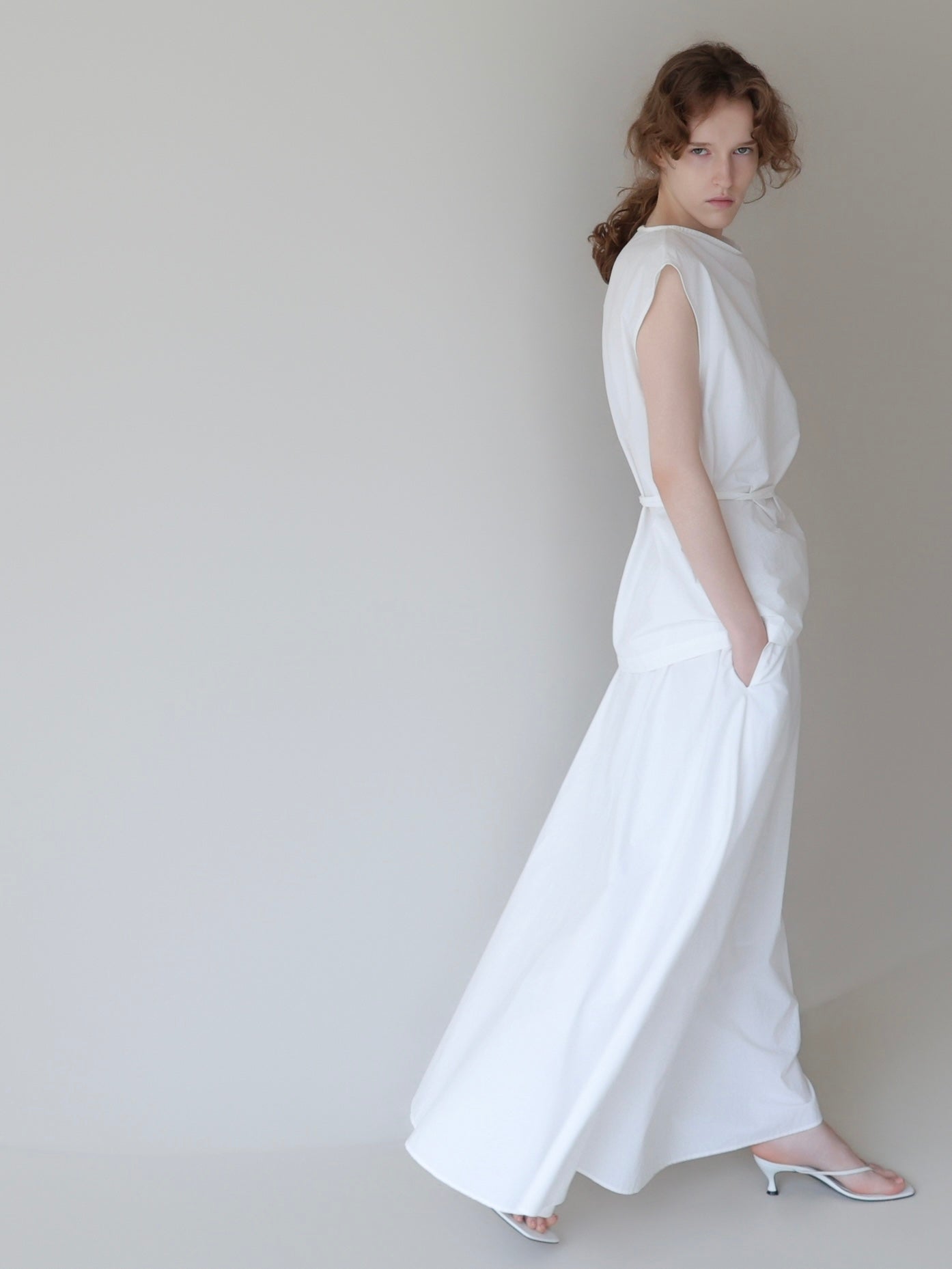 Sea | Shirring maxi skirt