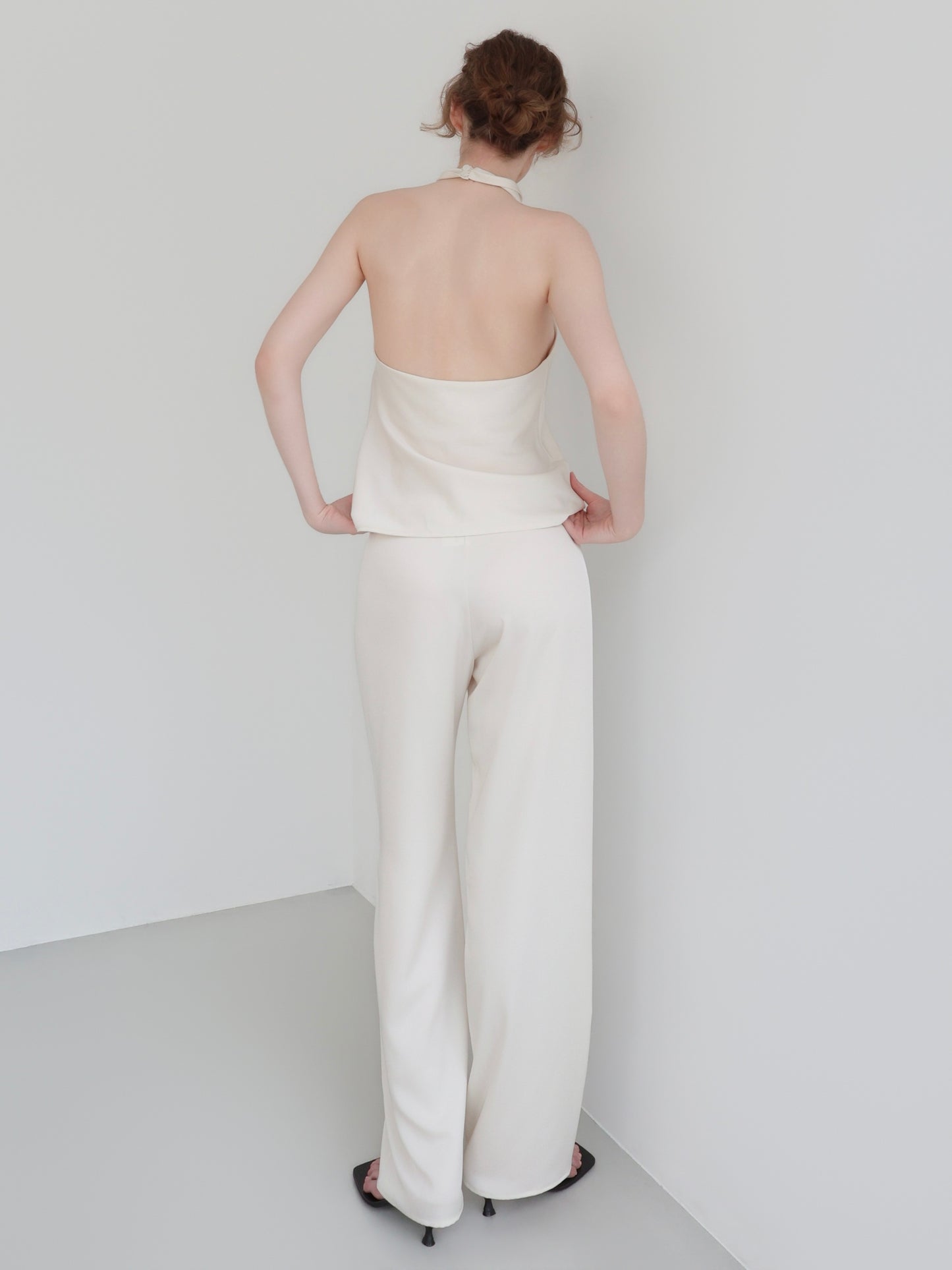 Sarah | Satin halter drape top
