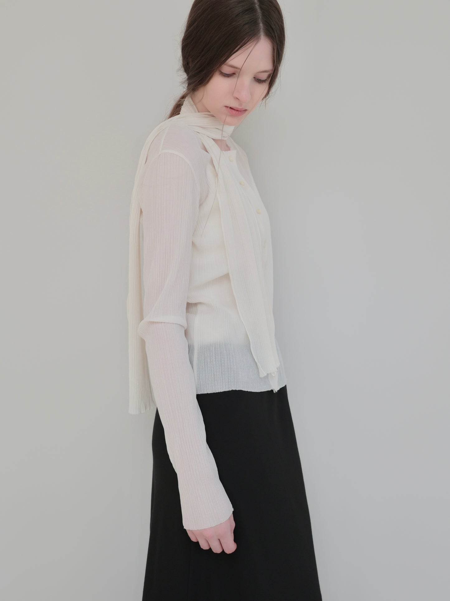 Seine | Pleats tie cardigan