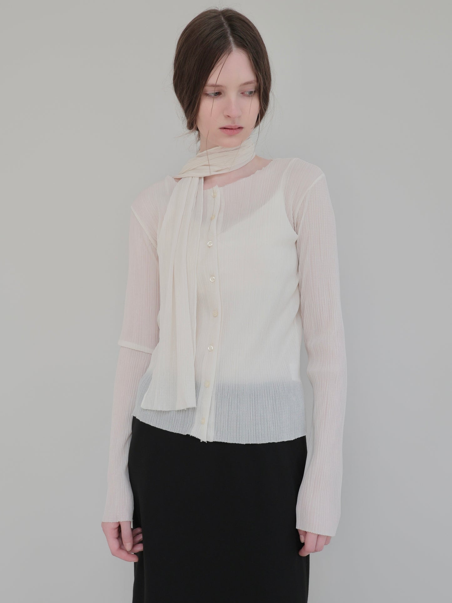 Seine | Pleats tie cardigan