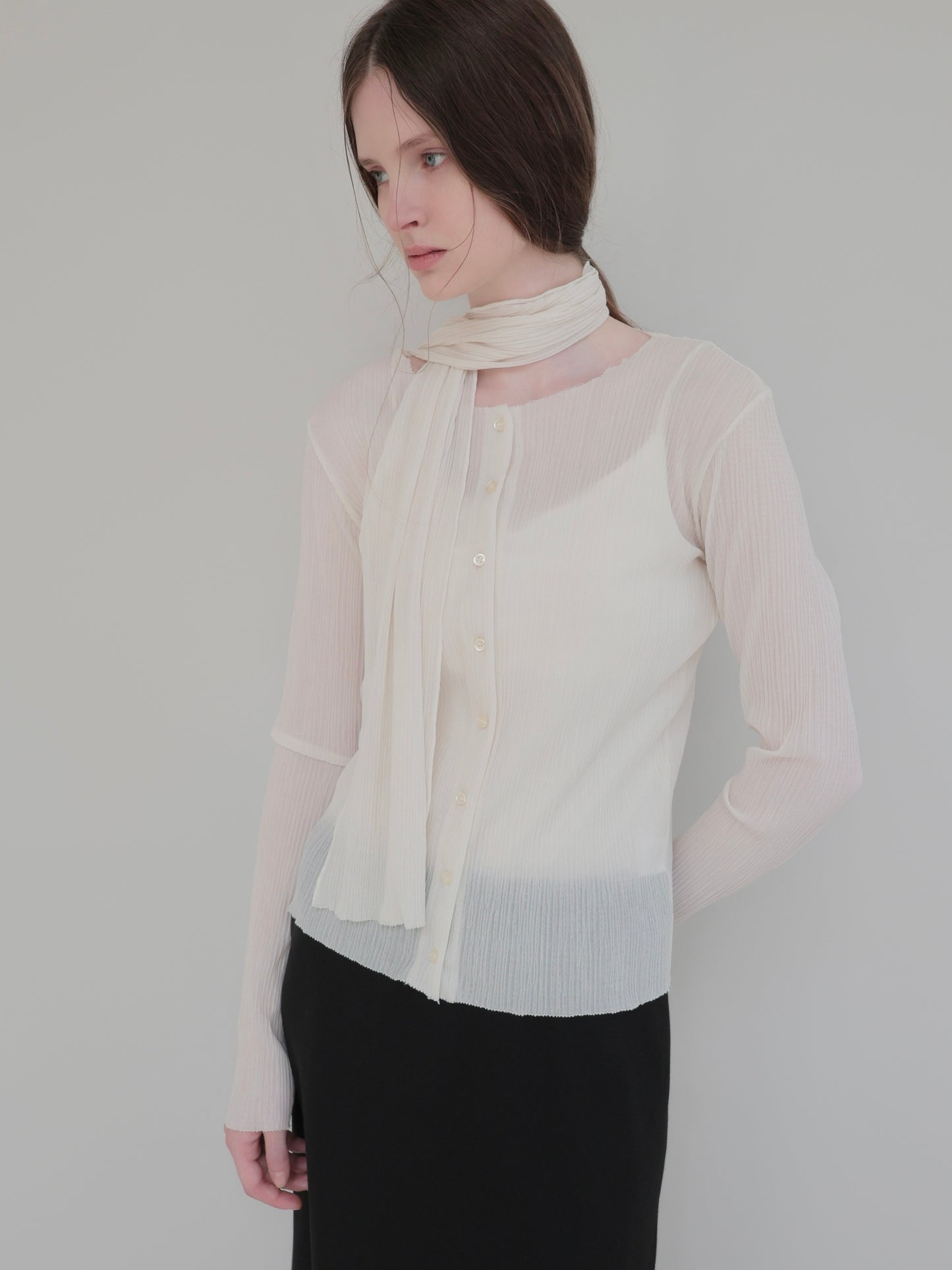 Seine | Pleats tie cardigan