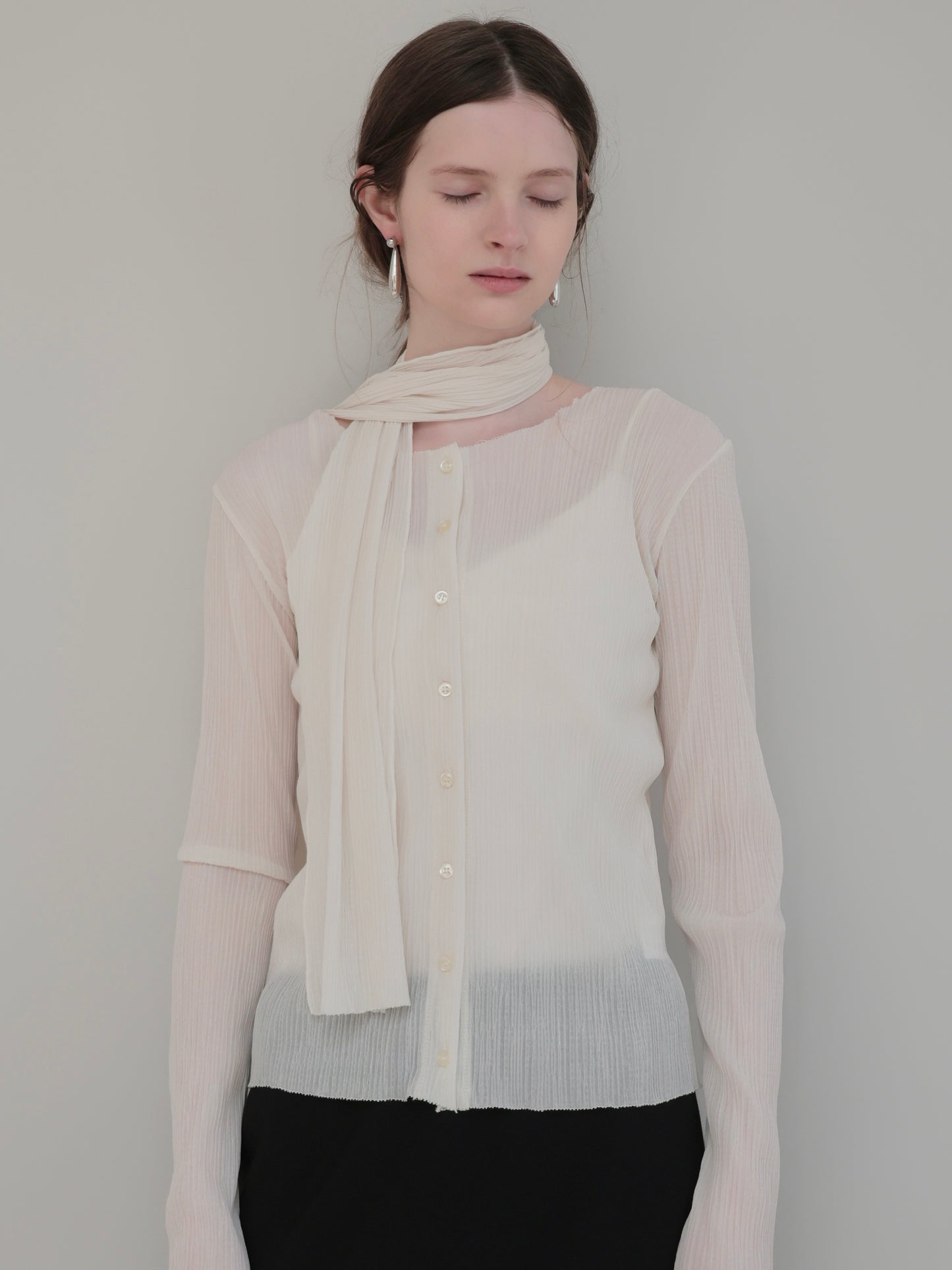 Seine | Pleats tie cardigan