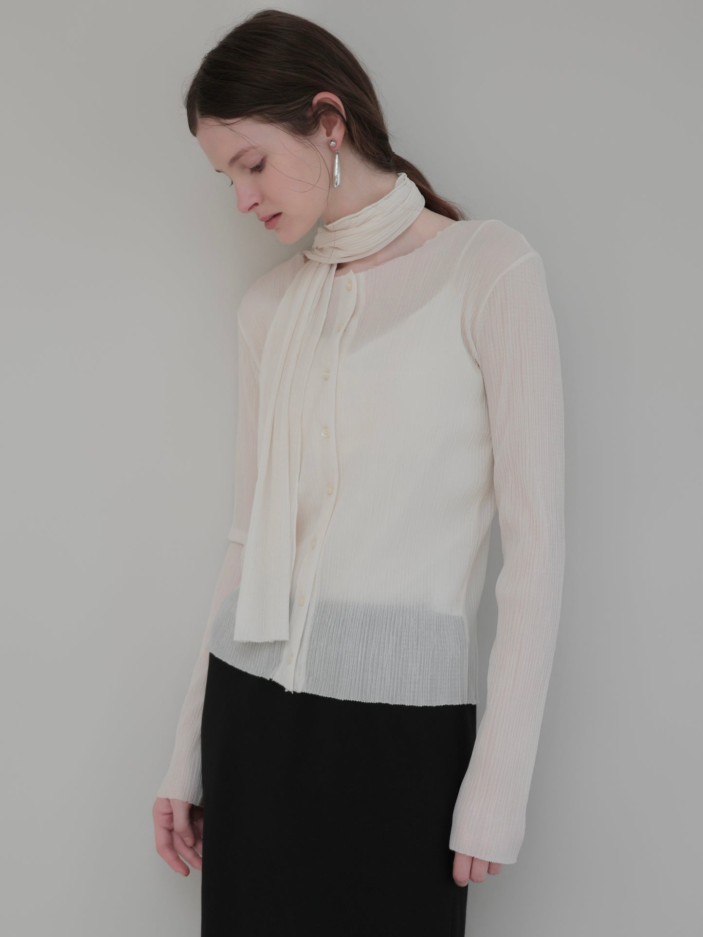 Seine | Pleats tie cardigan