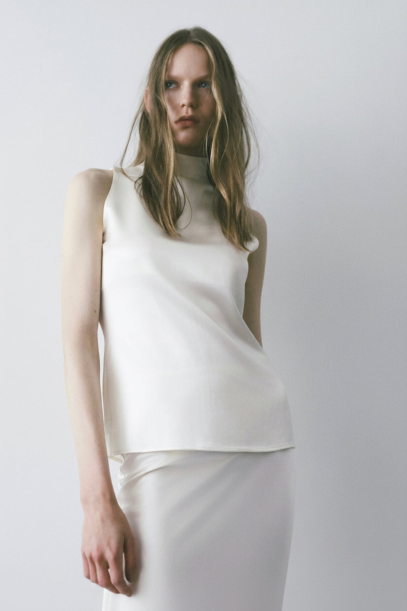 Lulà | Satin high neck sleeveless top