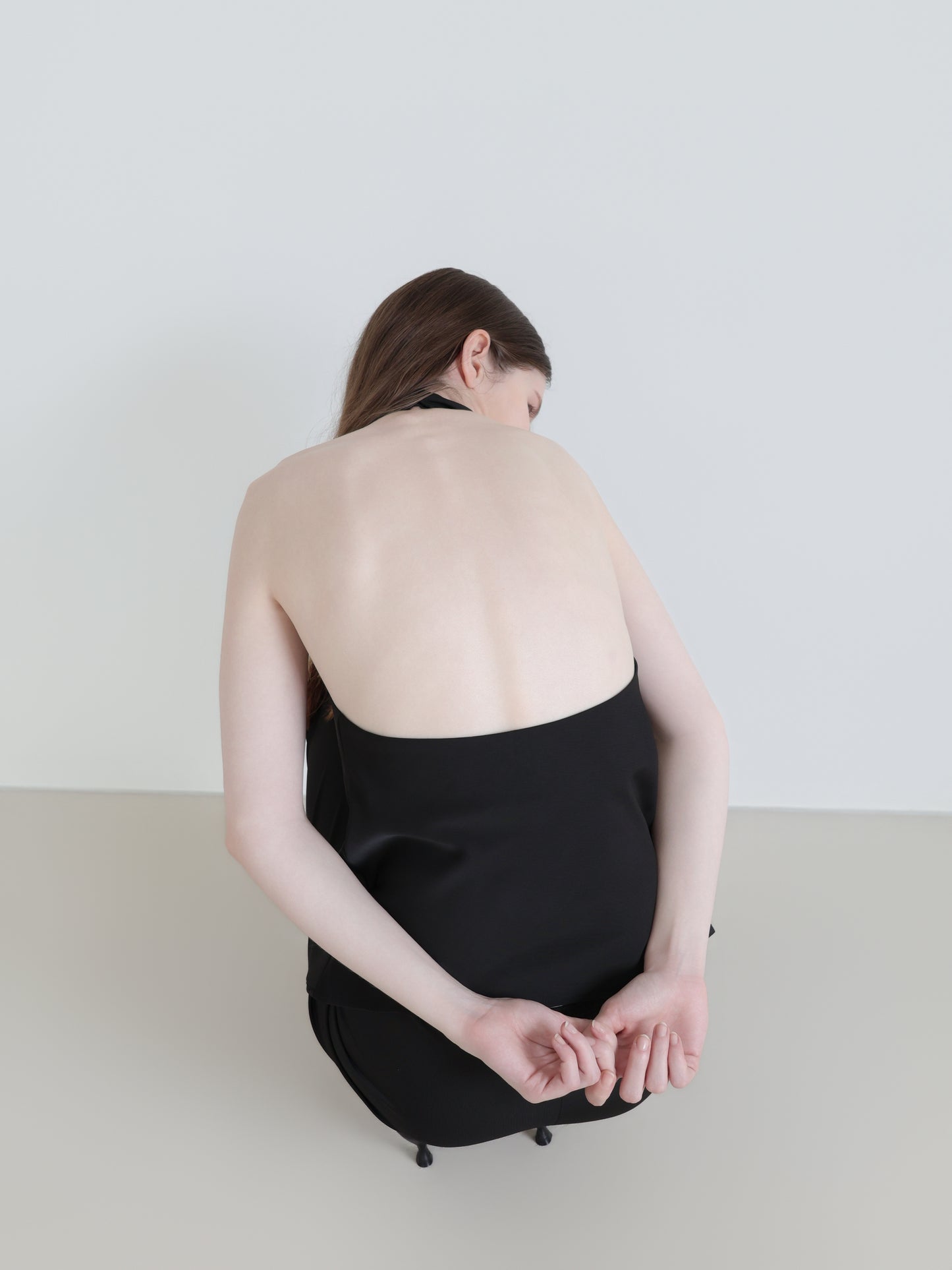 Sarah | Satin halter drape top