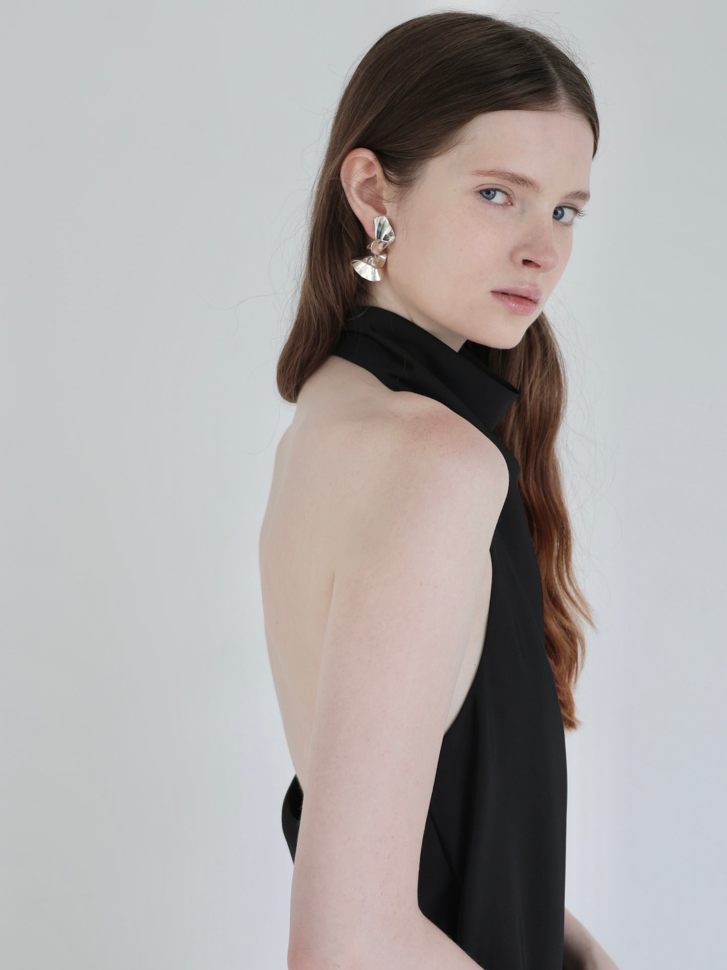 Sarah | Satin halter drape top