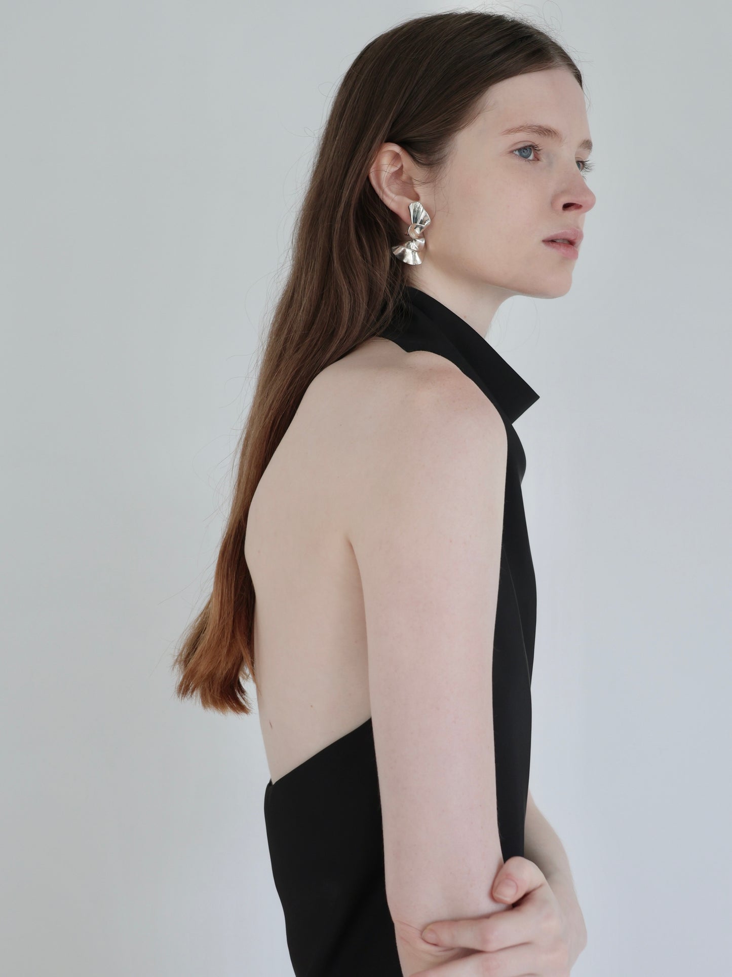 Sarah | Satin halter drape top