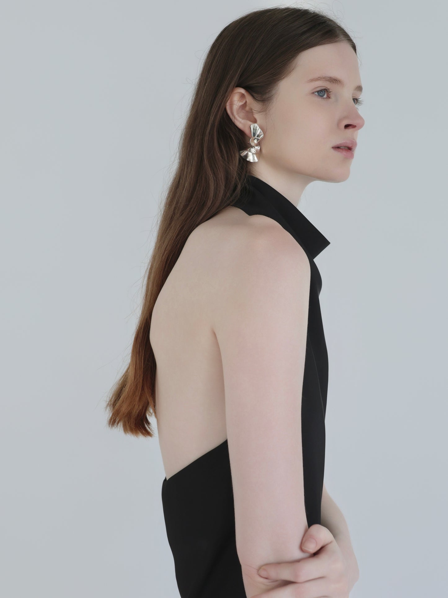 Sarah | Satin halter drape top