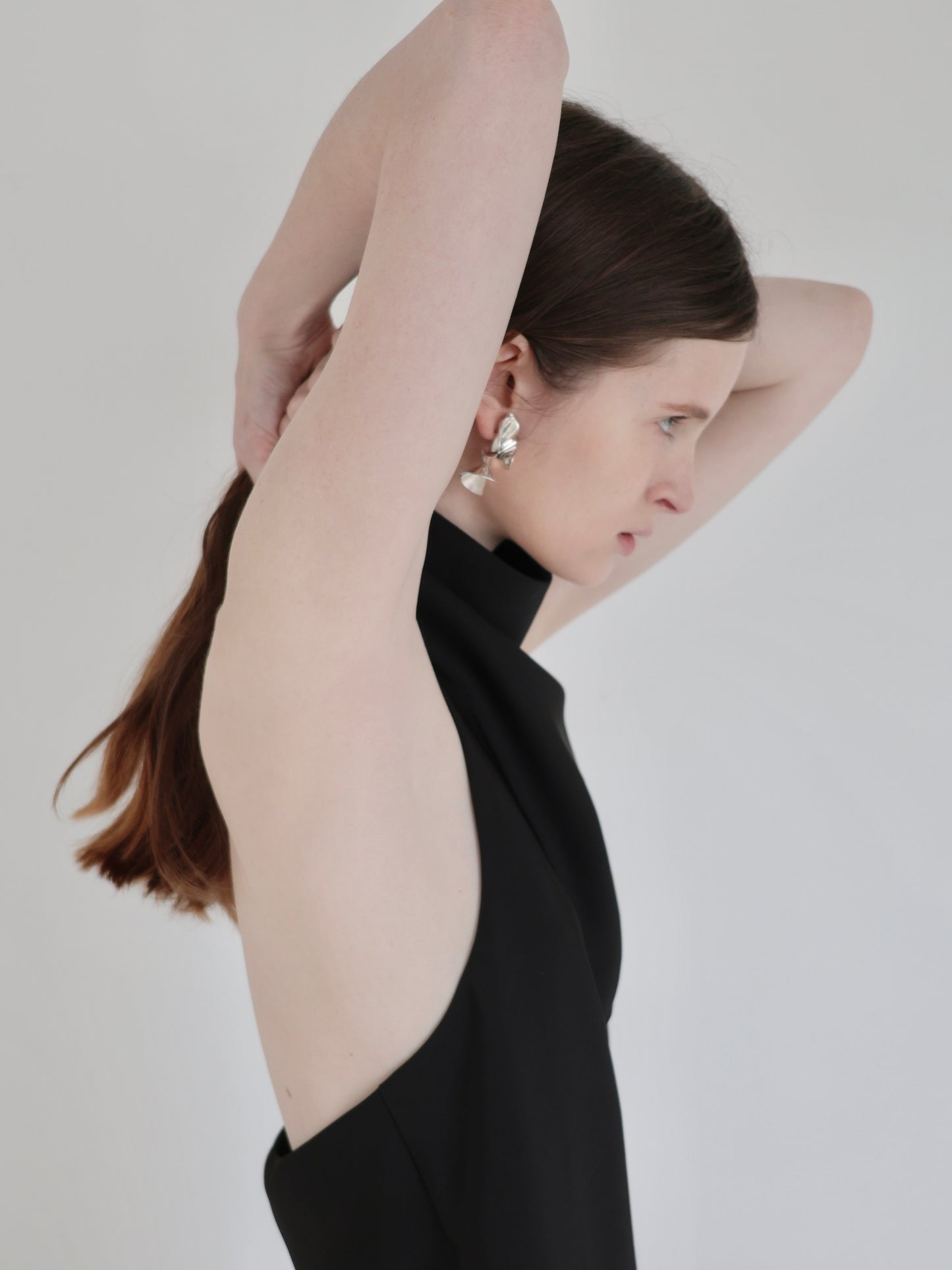 Sarah | Satin halter drape top