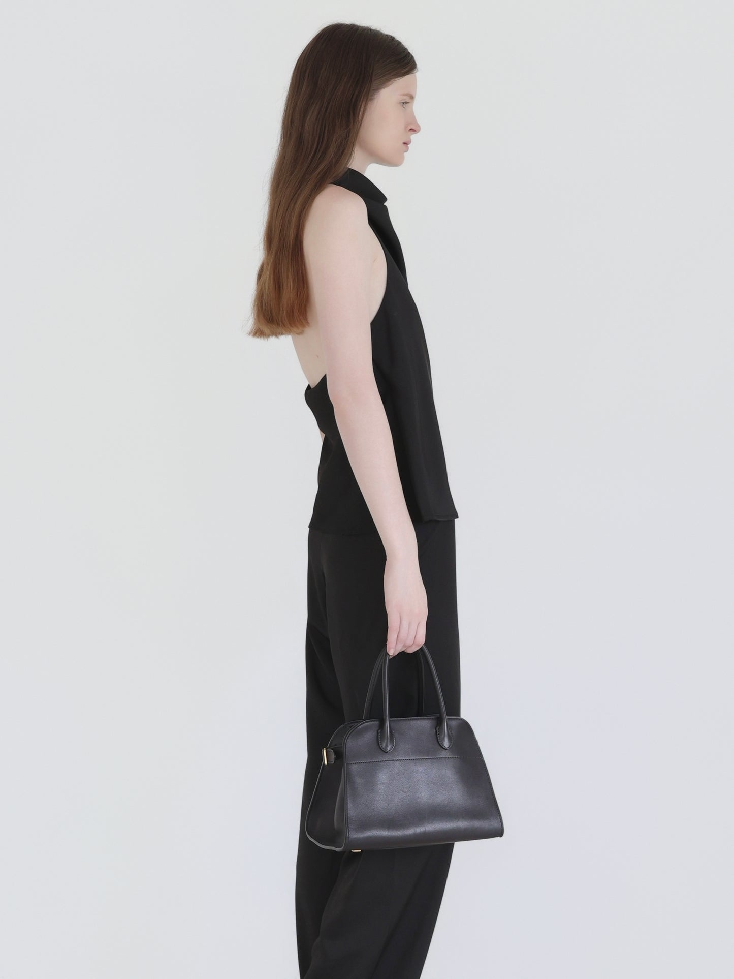 Sarah | Satin halter drape top