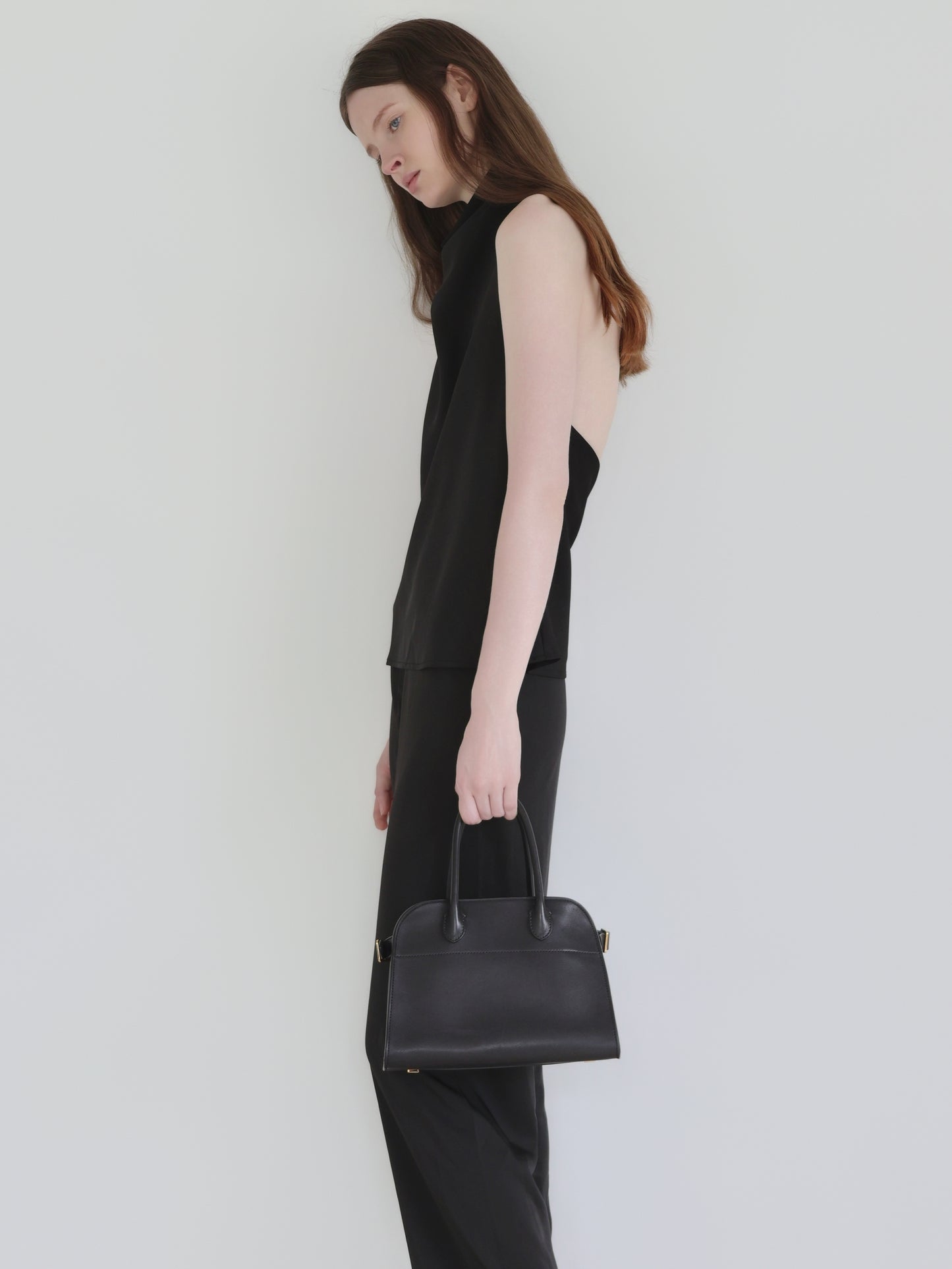 Sarah | Satin halter drape top