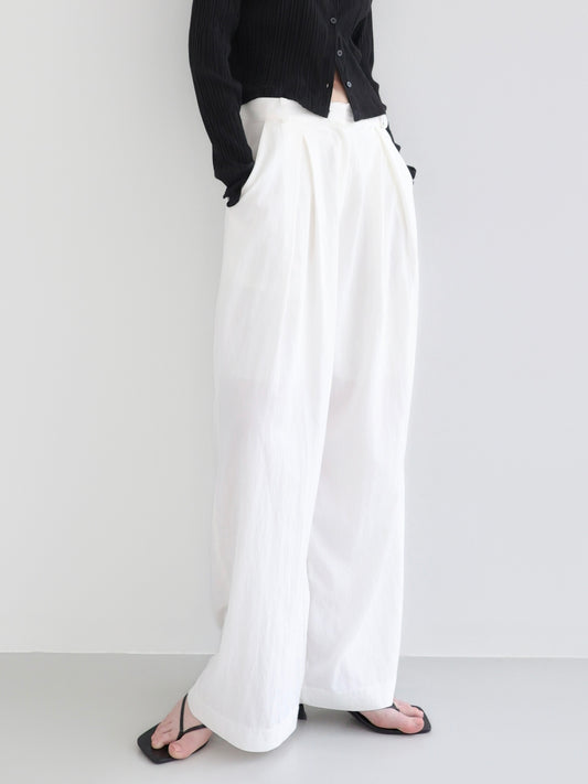 Lila | Linen long tuck wide pants
